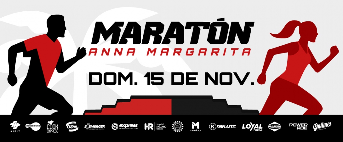 Flyer de Maratón Anna Margarita Newell's 2026 – carrera de calle en Rosario, Santa Fe